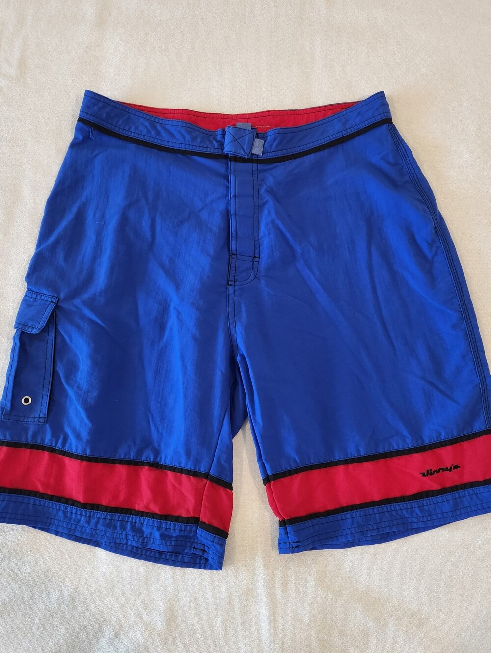 Vintage Jimmy Z Jimmy'z Size 32 Nylon Board Shorts Blue Red Colorblock